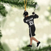 HomeDesign Personalized Lacrosse Ornament, Lacrosse Amor Shape Flat Ornament, Lacrosse Helmet Ornaments, Gifts for Lacrosse Lovers, Lacrosse Players, Lacrosse Christmas Ornament (LA 9)